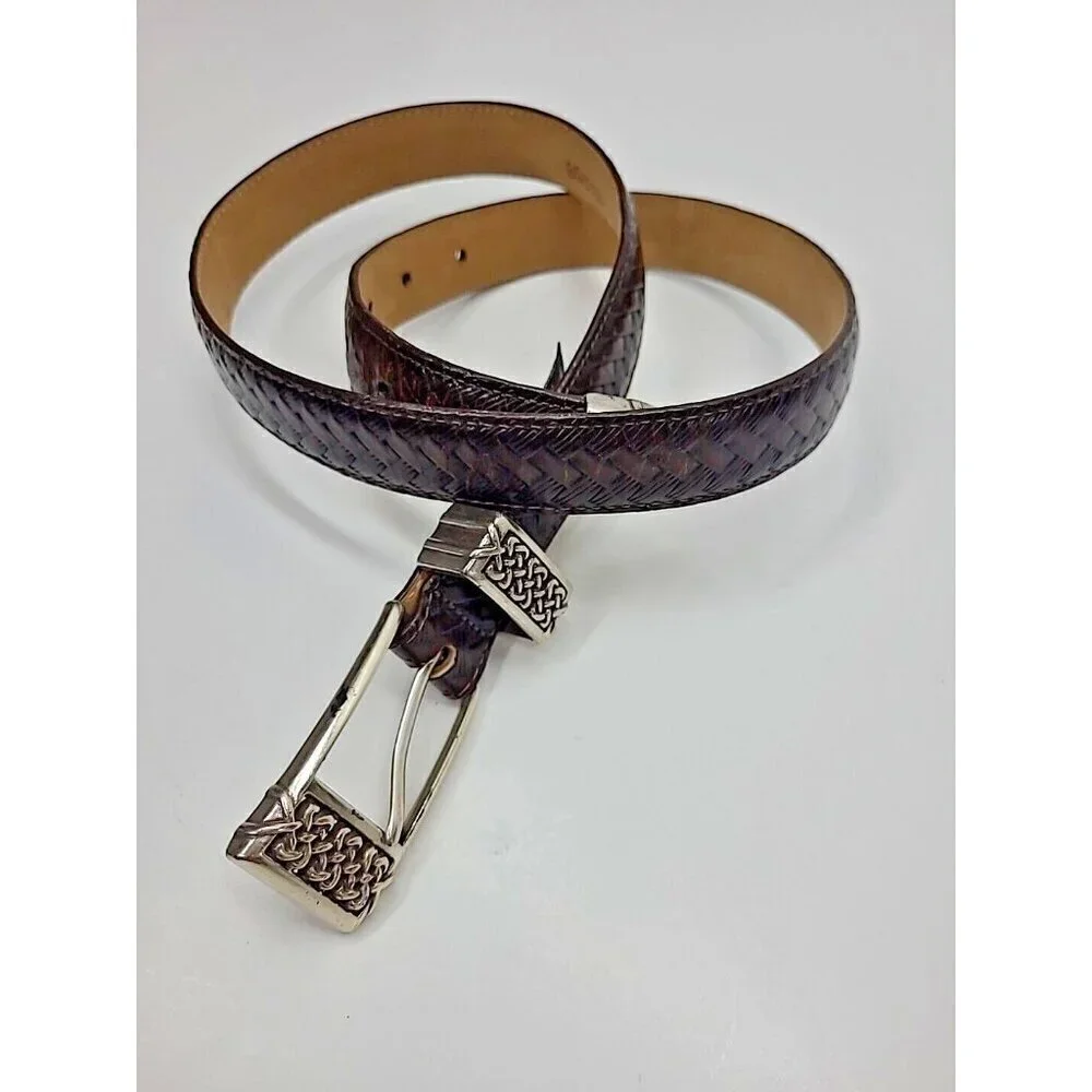 Vintage Brighton Brown Leather Weave Belt Women's Size M 32